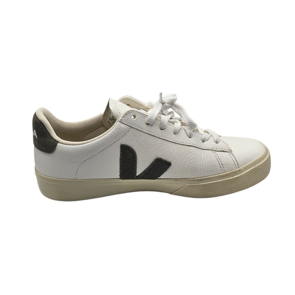 VEJA T2 White & Olive Green Leather Low Top Lace Up Sneakers Size 9 - Picture 3 of 10